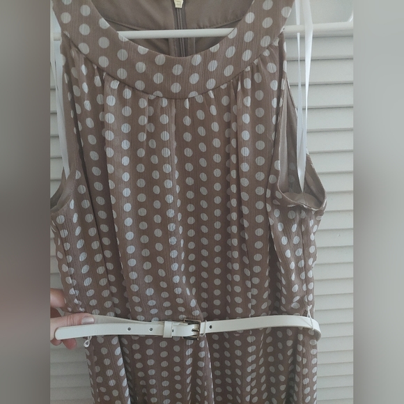 TOMMY HILFIGER Womens Tan Belted Lined Sleeveless Midi Fit + Flare Dress-6 - Picture 3 of 8